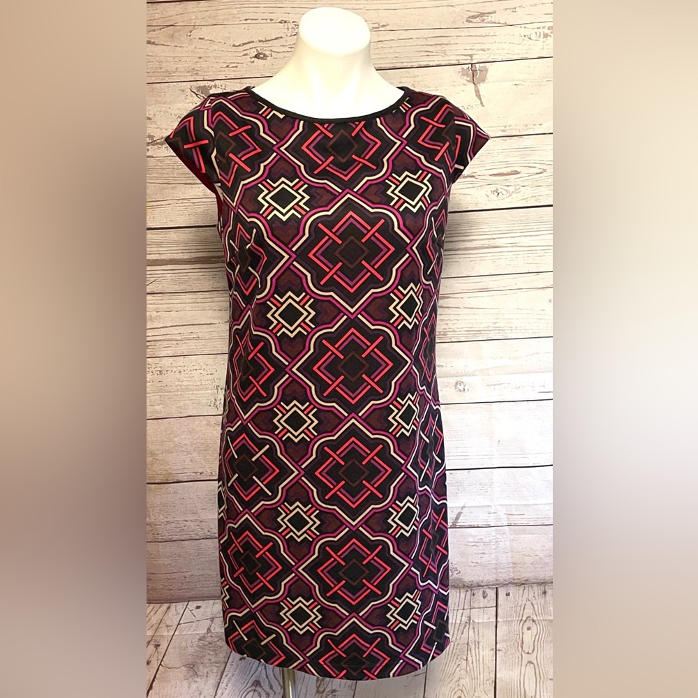 Blu Sage Red Geometric Shape Design Dress Size Medium